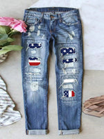 Jean stretch déchiré à ourlet brut effiloché et usé