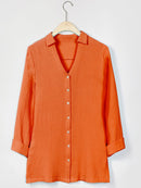 Solid Casual Stand Collar Long Sleeve Blouse