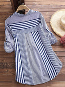 Women’s Casual Striped 3/4 Sleeve Button-Down Blouse